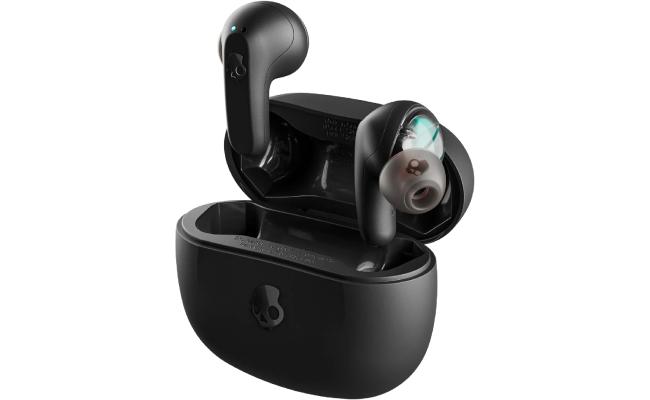 Skullcandy Rail Wireless Earbuds, Bluetooth Headphones, Noise Isolating Fit, Up to 42 Hours Battery, IP55 Sweat and Water Resistant, Microphone for iPhone Android - True Black